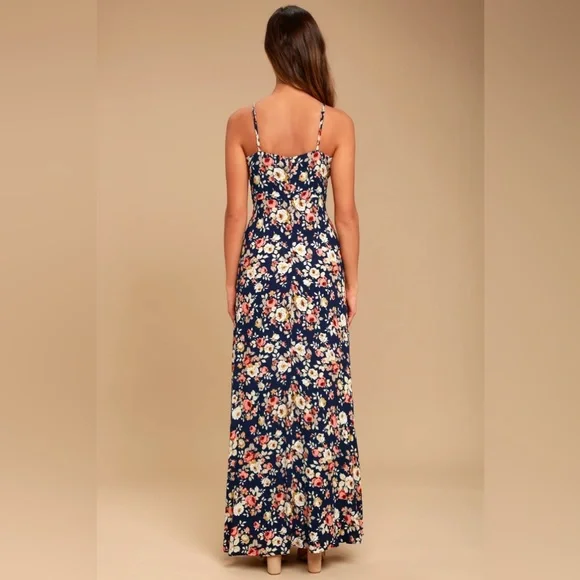 NEW Everlasting Bliss Navy Blue Floral Print Maxi Dress Size XS - Picture 3 of 7